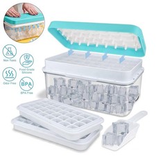 Ice Cube Tray with Lid, Easy Release 64 Ice Cubes Trays Molds with Storage Box
