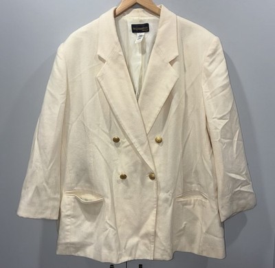 Requirements Woman Wool Double-Breasted Blazer Quiet Luxury Size 26W