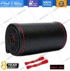 Universal Car Steering Wheel Cover Needle Thread AntiSlip Leather Black 15"/38cm