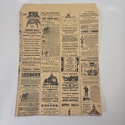 50 Qty. 8.5'' x 12'' Vintage Newsprint Catalog Design Paper Bag Shopping Bags