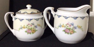 FREE POST antique  Japanese NORITAKE Sugar Bowl & Creamer 1920 s