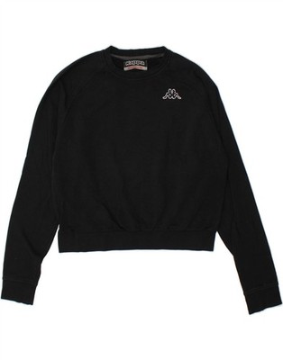 KAPPA Womens Crop Sweatshirt Jumper UK 14 Medium Black CT02
