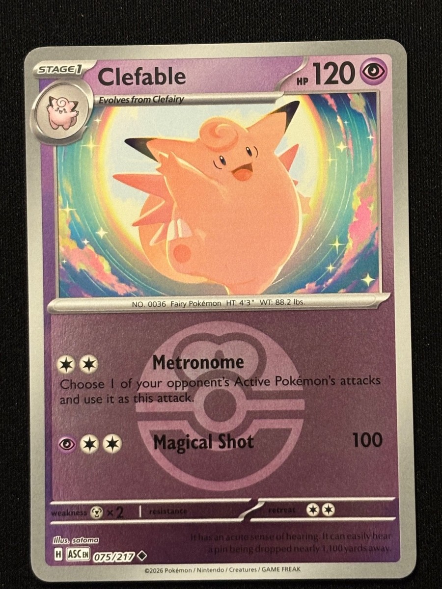 Pokemon TCG Ascended Heroes Reverse Holo Clefable 075/217 LOVE