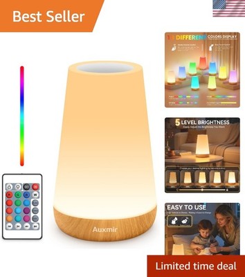 Elegant Dimmable Bedside Lamp with 13 Colors and Remote Control for Nursery