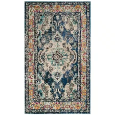 Monaco Doormat 2 Ft. X 4 Ft. Navy/Light Blue Border Area Rug