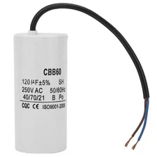 CBB60 Motor Run Capacitor, 250V AC 120Uf with Wire Lead for Air Compressor, HVAC