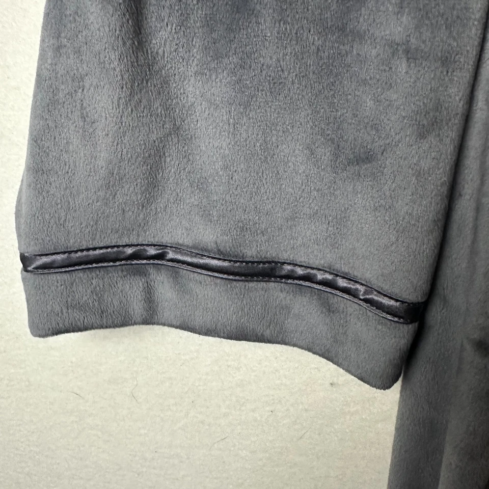 Bata Eileen West Cremallera Completa Longline Loungewear Mujer Talla L/XL Gris Terciopelo Felpa Foto 3 de 4