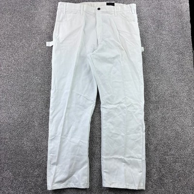 NWT Dickies Carpenter Pants Mens 38x30 White Duck Canvas Relaxed Painter Utility