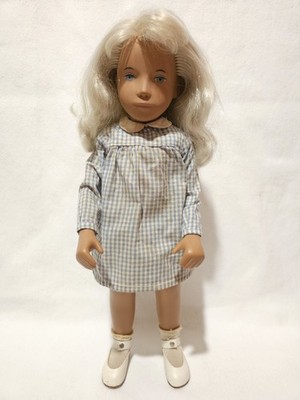 Vintage Sasha Doll 16'' Platinum Blonde Blue Eyes Wearing Gingham Dress