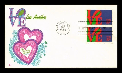US COVER FIRST DAY OF ISSUE LOVE DUAL POSTAGE COVER CRAFT CACHET