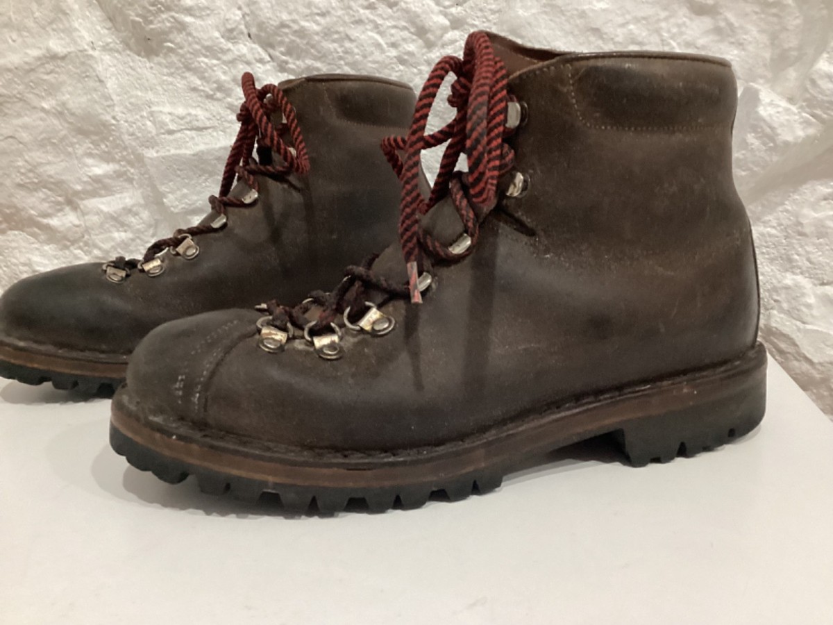 VTG Raichle Hiking Boots Steel Toe Swiss Tech Mountaineering Maroon Men\'s 7.5 VTG Swiss Raichle Mens sz 5.5 Shoes Brown Mountaineering  main image 2