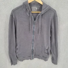 Faherty Hoodie Mens Large Gray Sunwashed Organic Cotton Full Zip Sweatshirt