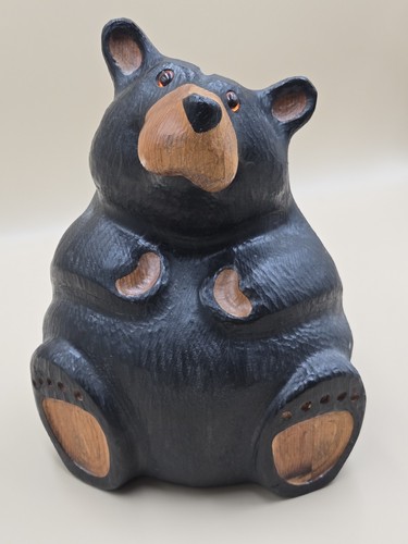 Jeff Fleming Bear Solid Wood Carving BIG SKY CARVERS 9" BAREFOOT BEAR. Good Shap