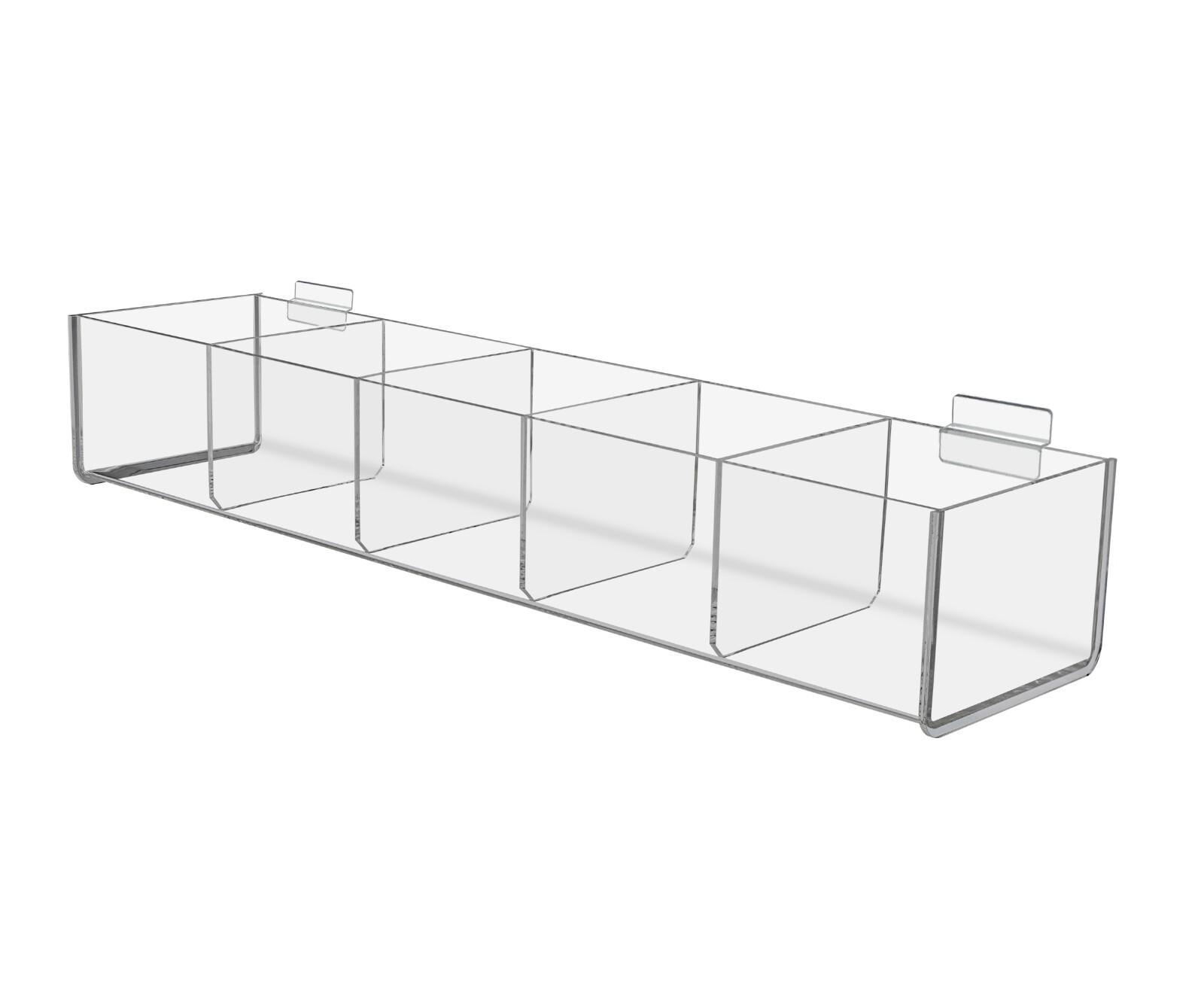 6 Pack Slatwall Acrylic Retail Tray Clear 5 Compartment Product Storage Bin