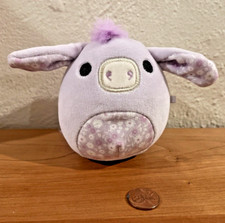 Kellytoy Squishmallow Delzi The Purple Donkey Floral Belly 4.5" Soft Plush Toy