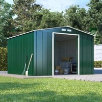Green Apex Roof Metal Shed 8x8 Fast Delivery