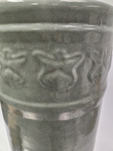 Antik Zanesville Keramik glasiert grün Kunst & Handwerk Regenschirm Stick Ständer Glas - Bild 7 von 19