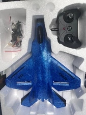 F-22 Beginner RC Airplane RTF 2 CH 2.4Ghz FX-622 Plane BLUE w/2 Batteries & LEDs