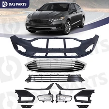 For 2019 2020 Ford Fusion Front Bumper Cover Upper&Lower Grille Fog Light&Covers