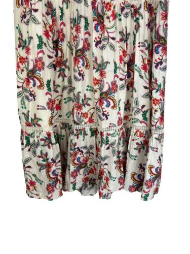 Me + Em Paisley Print Tiered Maxi Skirt Size 8 Pockets Smocked Boho Peasant - Picture 4 of 10