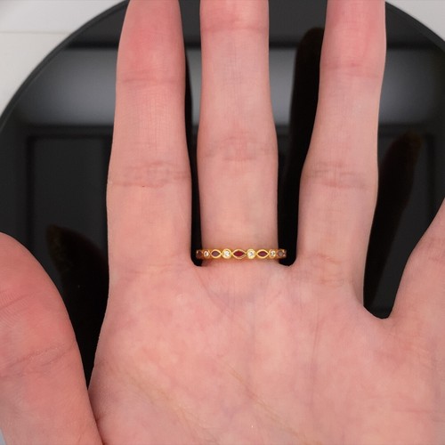 Hidalgo 18k Yellow Gold Diamond Eternity Ring With Enamel $1995 - Picture 10 of 11
