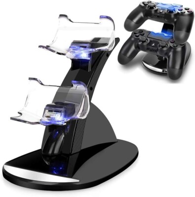 Estación de carga Dual Shock para PS4: base de carga doble para mandos Pro/Slim