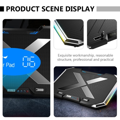 RGB Luminous Kühlbasis Einstellbarer Laptop -Stand Laptop-Kühler Mit LED-Lüfter - Bild 5 von 12