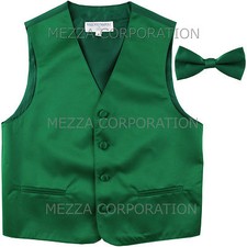 New Kids Boys Formal Tuxedo Vest Bowtie Emerald Green US Sizes 2-14 Wedding
