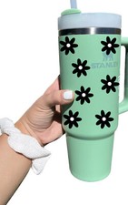Black Accessories Stanley Cup 40oz 30oz Flower Floral Daisy Vinyl Sticker Decal