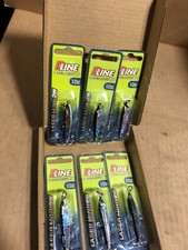 P Line Laser Minnow 1/2 OZ Silver Black Vertical Jig Kokanee Trout Ice 6 Pack