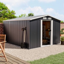 Metal Tool Shed 10x8ft Outdoor Storage House Sheds with Foundation 15m³ DeepGrey