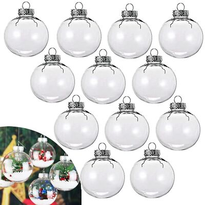 12 Pack Clear Plastic Fillable Ornament Balls for DIY Crafting Christmas  Tree