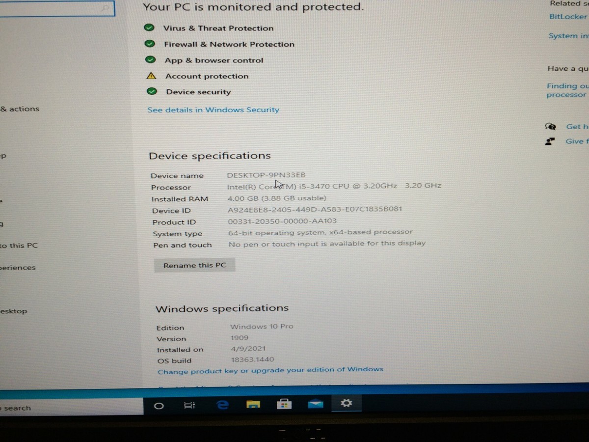 Windows 10 Desktop computer Work school Dual Monitor intel i5  8gig ram