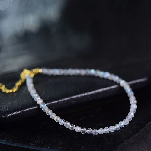 VALENTINO Bracciale Donna Cristallo Labradorite Naturale 3mm Perline Guarigione Energia Spirituale