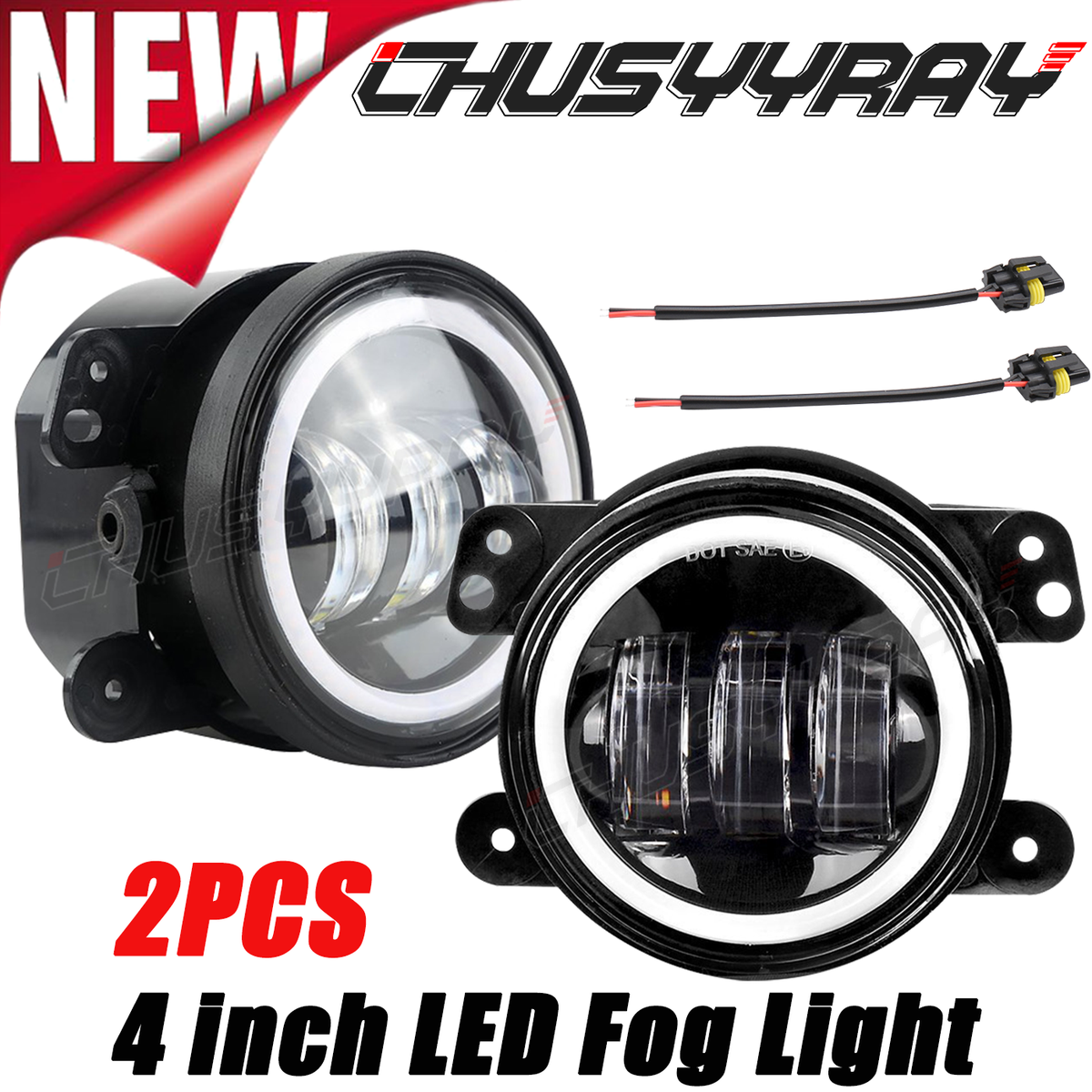 Pair 4inch Bumper Fog Light Lamps DRL Fit For Dodge Charger 2011 2012 2013