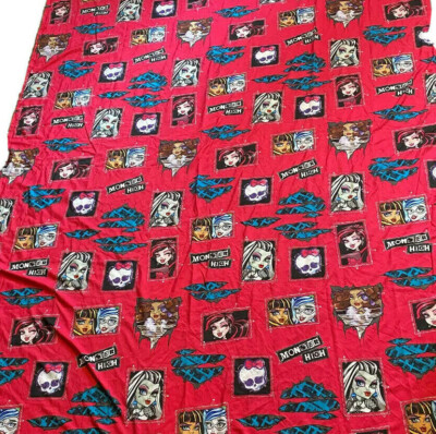Pink MONSTER HIGH Twin Flat Bed Sheet - Pink With Assorted Colorful Graphics 