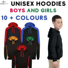 New Boys/Girl Youth Hooded Jumper sports tops Warm Brushed Kids Plain Sweatshirt
