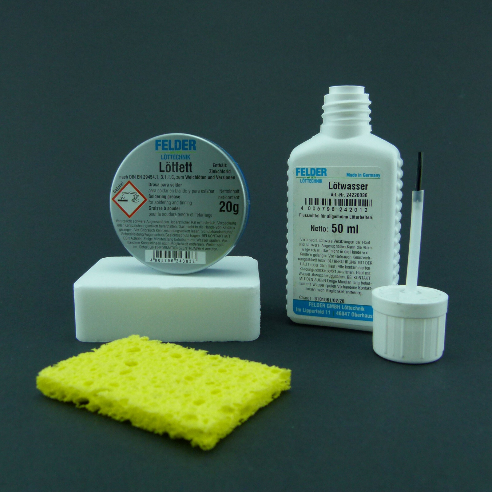 Lotset Lotzubehor Aus Lotfett Lotwasser Salmiakstein Lotstein Von Felder Ebay