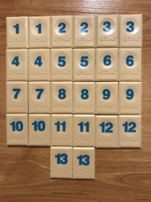 Rummikub Ersatzfliesen SET - kleiner abgeschrägt BLAU 1-13 Fliesen ca. 4cm x 2,7cm sehr guter Zustand