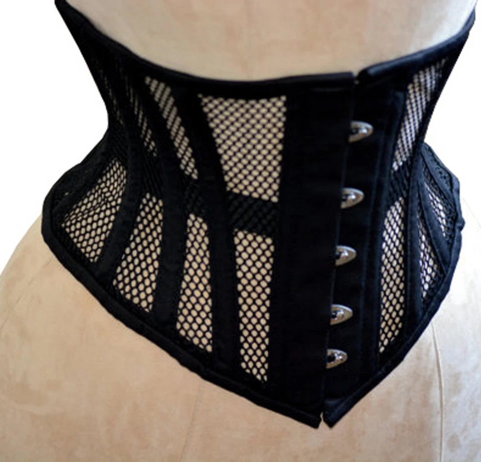 Steel Boned Black Mesh Korsett Waist Trainer – Hochwertige Taillenformer Corset - Bild 2 von 4