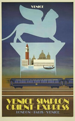 Vintage Venedig Simplon Orient Express 1883 Reisedruck Poster Wandbild A4 +