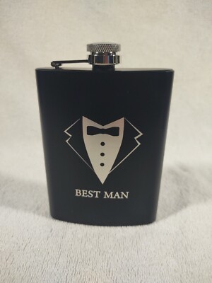 Best Man Hip Flask 8 Oz Stainless Steel Wedding Party Bachelor