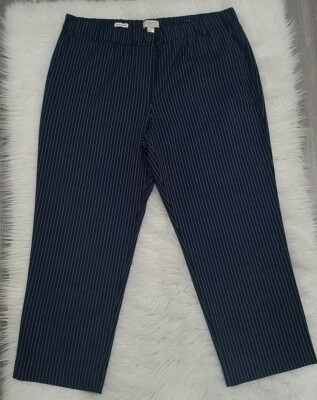 Womens 16 LOFT OUTLET NAVY STRIPED ORIGINAL STRAIGHT CAPRI PANTS