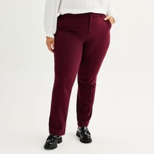 Plus Size Nine West Mid Rise Barely Bootcut Pants, Size: 24W, Dark Red