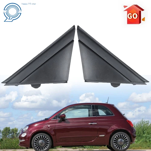 Door Mirror Flag Cover Moldings Gloss Black Left & Right For Fiat 500 2012-2017