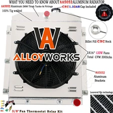 4 Row Radiator Shroud 16"Fan For 1947-1954 Chevy 3100/3600/3800 Truck Pickup