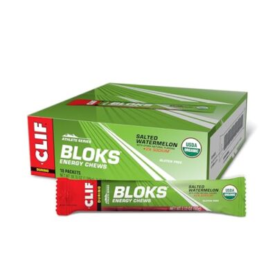 CLIF BLOKS - Salted Watermelon Flavor with 2X Sodium - Energy Chews - Non-GMO...
