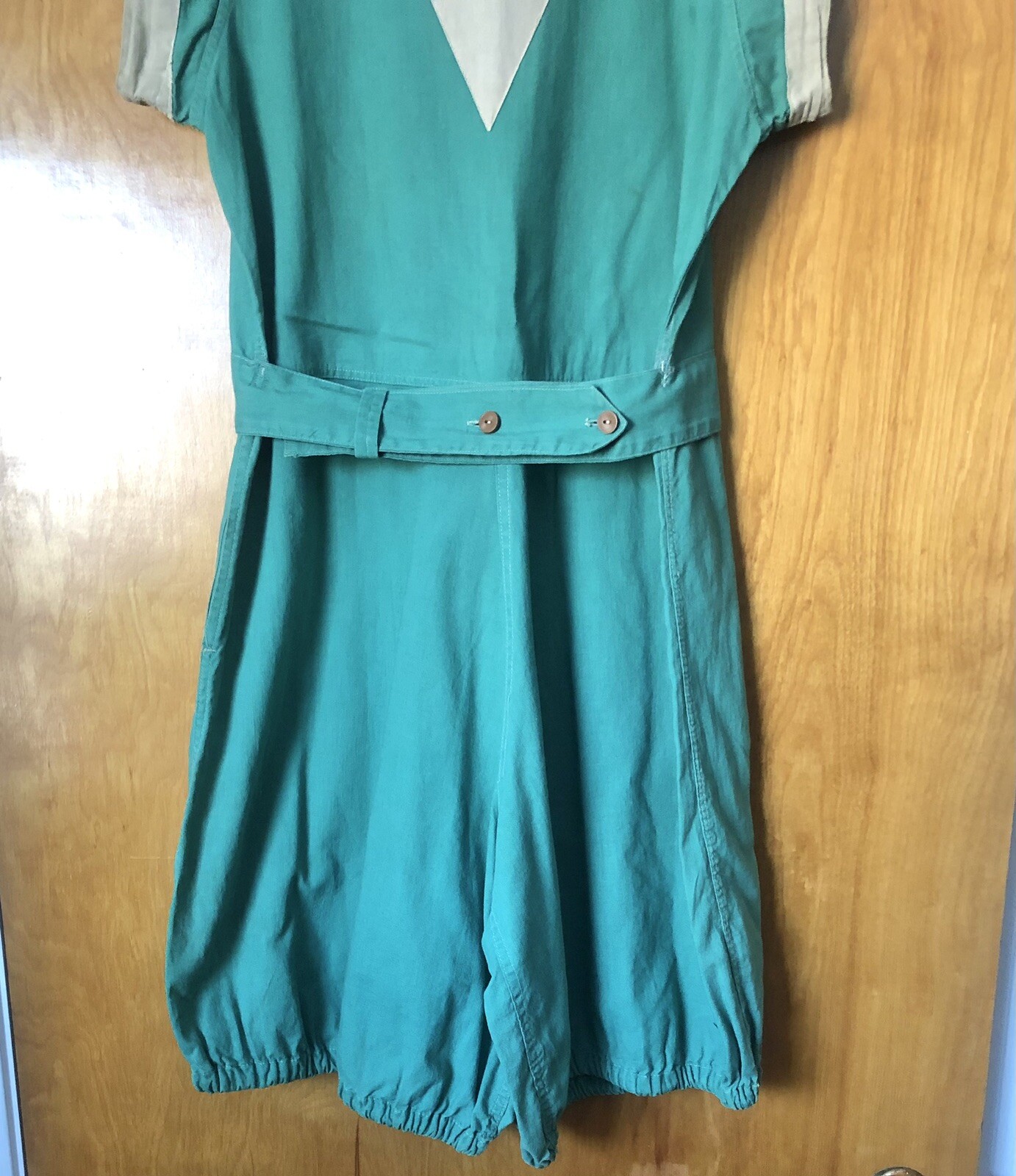 1930’s-1940’s Green Cotton Gym Sports Romper - image 3