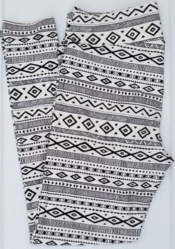 OS LuLaRoe One Size Leggings White Black Southwest Aztec Tribal Print NWT R21 - Afbeelding 1 van 6
