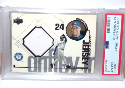 1999 U.D. Ken Griffey Jr Game Worn Jersey Baseball Card #KG-H PSA 8 Mariners